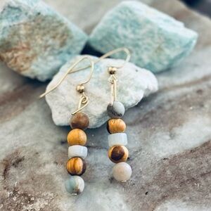 AVILA Rebel Stone Handmade Amazonite x Palo Santo Earrings